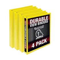 Binder Samsill Durable D Ring de 1 polegada, pacote com 4 unidades, amarelo Binder Samsill Durable D Ring de 1 polegada, pacote com 4 unidades, amarelo