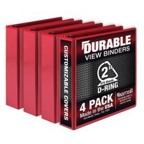 Binder Samsill Durable D Ring de 2 polegadas, pacote com 4 unidades, vermelho