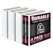 Binder Samsill Durable D Ring de 3 polegadas, pacote com 4 unidades, branco