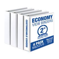 Binder Samsill Economy, 2 polegadas, 3 anéis, branco, pacote com 4