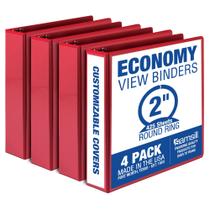 Binder Samsill Economy, 2 polegadas, 3 anéis, vermelho, pacote com 4 Binder Samsill Economy, 2 polegadas, 3 anéis, vermelho, pacote com 4