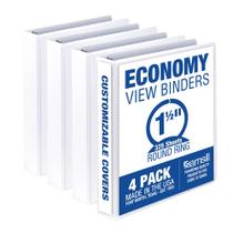 Binder Samsill Economy de 1,5 polegadas, 3 anéis, branco, pacote com 4
