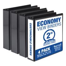 Binder Samsill Economy de 2 polegadas, 3 anéis, preto, pacote com 4