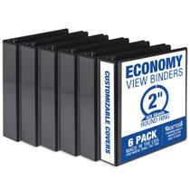 Binder Samsill Economy de 2 polegadas, 3 anéis, preto, pacote com 6