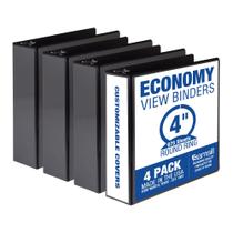 Binder Samsill Economy de 4 polegadas, 3 anéis, preto, pacote com 4