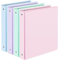 Binder Sooez, 3 anéis, 1 polegada, extra durável, pacote com 4 unidades em tons pastel
