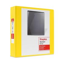 Binder Staples, 2 polegadas, 3 anéis, visualização em D, amarelo ST60223 Binder Staples, 2 polegadas, 3 anéis, visualização em D, amarelo ST60223
