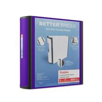 Binder Staples Better, 3 anéis, 3 polegadas, Slant D View, roxo
