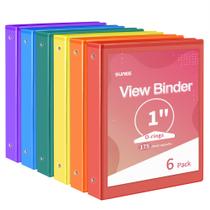 Binder SUNEE 3 Ring, 1 polegada, pacote com 6 unidades, sem PVC para 8,5x11