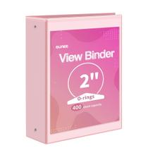 Binder SUNEE 3 Ring, 2 polegadas, sem PVC, rosa Clear View, 1 pacote