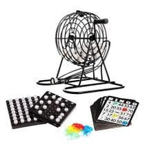 Bingo Profissional Completo Grande Metal 75 Bolinhas com Cartelas