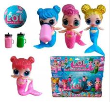 Binquedo Infantil Kit 4 Mini Bonecas Lol Sereia Bola Acessórios Meninas
