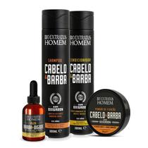 Bio Extratus Homem Kit Cabelo e Barba Shampoo Condicionador 300ml Pomada Fixadora 50g e Óleo 40ml