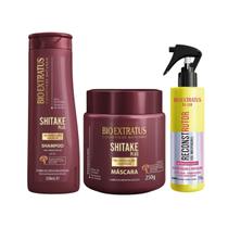 Bio Extratus Shitake Plus shampoo 350ml + máscara 250g + be.use fluído Uso Indispensável 210ml Bio Extratus Shitake Plus shampoo 350ml + máscara 250g + be.use fluído Uso Indispensável 210ml