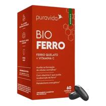 Bio Ferro Quelato Vitamina C 60 Cápsulas Pura Vida Sem Sabor