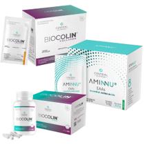 Biocolin - Collagen - 7g 30 Sachês + Aminnu - 10g 30 Sachês + Biocolin HAIR - 60 cáps de 500mg