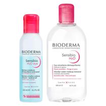 Bioderma Kit Água Micelar Calmante 500ml + Água Micelar Bifásica para Olhos e Lábios 125ml