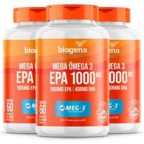 Biogens kit 3x mega ômega 3 epa 1000 meg-3 60 caps