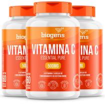 Biogens kit 3x vitamina c essential pure, 500mg, 60 cápsulas