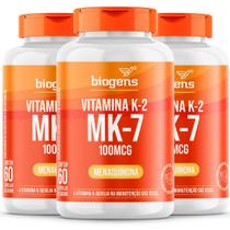 Biogens kit 3x vitamina k2 mk-7, 60 cápsulas, 100mcg, mk7