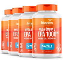 Biogens kit 4x mega ômega 3 epa 1000 meg-3 60 caps