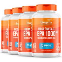 Biogens kit 4x mega ômega 3 epa 1000 meg-3 60 caps