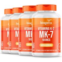 Biogens kit 4x vitamina k2 mk-7, 60 cápsulas, 100mcg, mk7