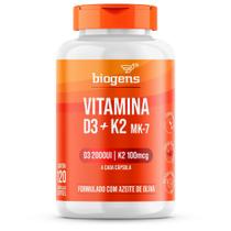 Biogens vitamina d3 2000ui + k2 mk7 100mcg óleo de oliva 60 caps