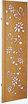 Biombo 1 Folha Floral Ripado Divisor Madeira Mdf Cru Painel Divisória Separador De Ambiente