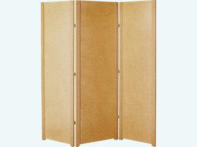Biombo 3 Folha Liso Fechado Ripado Divisor Madeira Mdf Cru Painel Divisória Separador De Ambiente - JT HOME