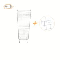 Biombo de Chão Expositor Aramado Desmontável Loja 1,60x0,60m Branco + Ganchos