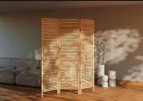 Biombo Decorativo 3 Folhas em Madeira Maciça Oliver Espresso Móveis