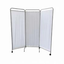 Biombo Hospitalar Triplo Aço Inox Lona Plástica 180x200cm