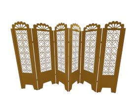 Biombo Trabalhado 6 Folhas C/ 12 Pezinhos