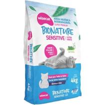Bionature areia higiênica para gatos biodegradável wisecat sensitive 4kg