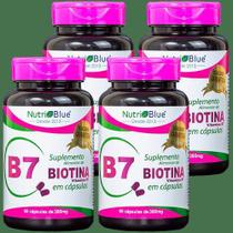 Biotina 380Mg Firmeza Crescimento Cabelos Unhas Pele 4Un - Nutriblue