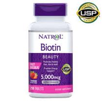 Biotina 5000 mcg Sublingual Morango (250 Tablets) - Natrol