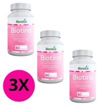 Biotina (b7) Com 180 Cáps - Cabelos, Pele E Unhas - Kit 3un