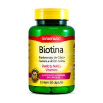 Biotina Cabelo Unhas e Vitaminas + Acido Fólico 60 Capsulas - Maxinutri