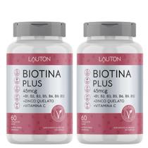 Biotina Concentrada com Vitaminas B + C + Zinco - Kit 2 Potes Lauton - Cabelo - Pele e Unha