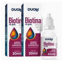 Biotina em Gotas 30ml Sabor Frutas Vermelhas Duom Kit 2 Frascos Biotina em Gotas 30ml Sabor Frutas Vermelhas Duom Kit 2 Frascos