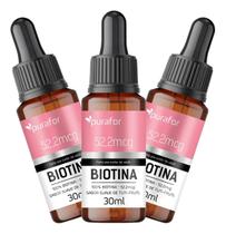 Biotina Em Gotas Purafor Quality Suplemento Natural Kit 3un