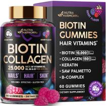 Biotina Gummies NUTRAHARMONY Suporta o crescimento capilar 10000mcg