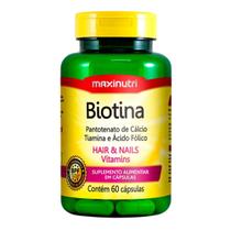 Biotina Maxinutri Cabelo Unhas E Vitaminas + Acido Fólico 60 Capsulas Sabor Sem sabor