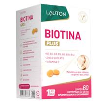 Biotina Plus Lauton 60 Comprimidos Vegano Sem Glúten