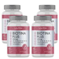 Biotina Premium com Vitaminas B + C + Zinco - Kit 4 Potes Lauton - Cabelo - Pele e Unha
