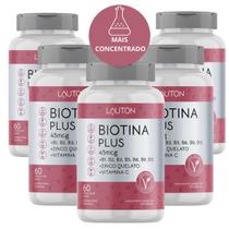 Biotina Premium com Vitaminas B + C + Zinco - Kit 5 Potes Lauton - Cabelo - Pele e Unha