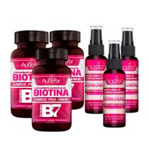 Biotina+Tônico aubefor Crescimento Capilar 3 kits