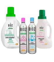 Bioz Green Kit Produtos Baby Fórmula Especial Vegana 1 Sabão Líquido, 1 Amaciante, 2 Limpadores Mult