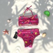 Biquine feminino infantil cropped amaracao e calcinha Biquine feminino infantil cropped amaracao e calcinha